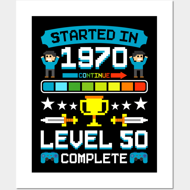 Gamer 50 Birthday 70's Started Gambler Gift Wall Art by QQdesigns